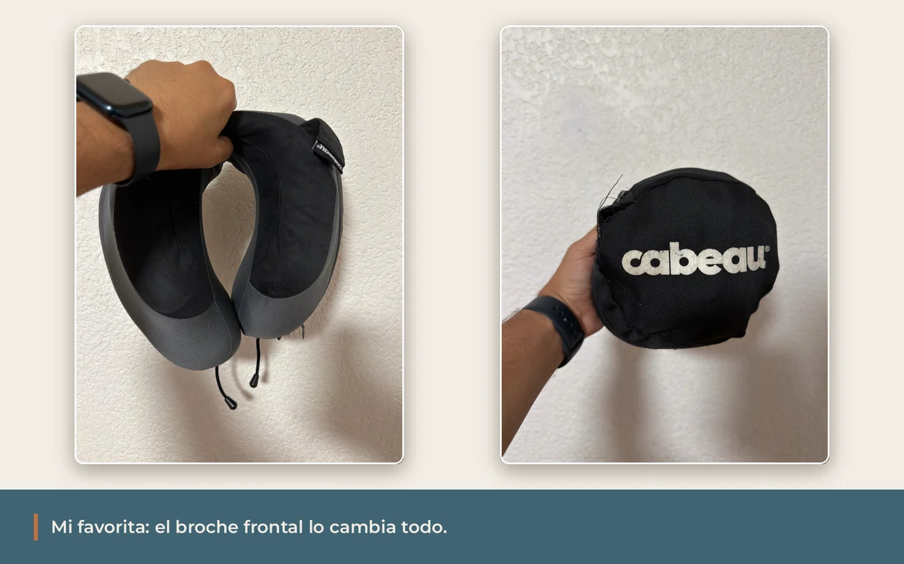 Almohada de cuello Cabeau para dormir en un avión