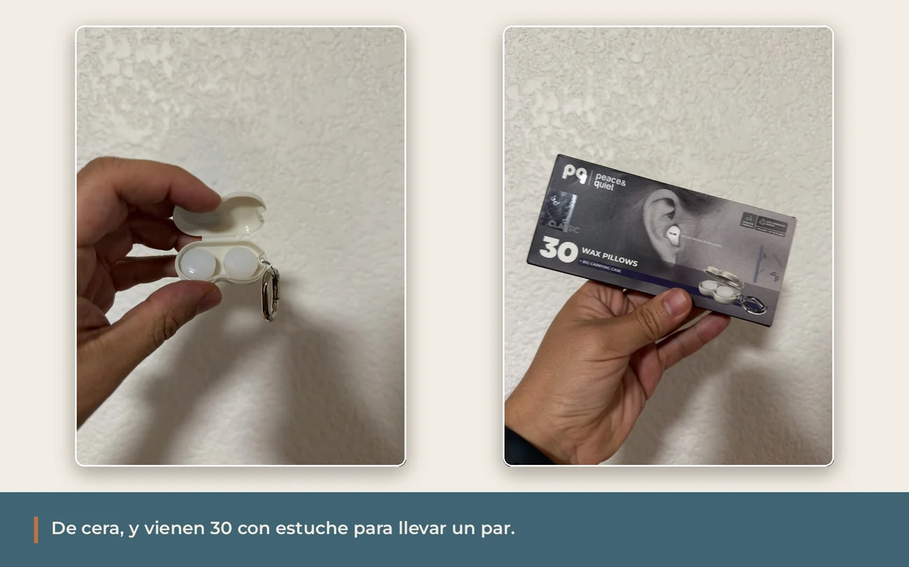 Tapones de cera Peace and Quiet para dormir en un avión